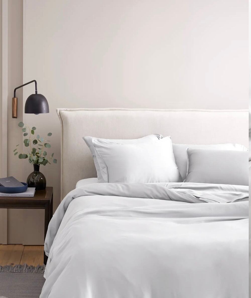 Quince White Bamboo Duvet Cover Set Queen Size with Shams NWT
